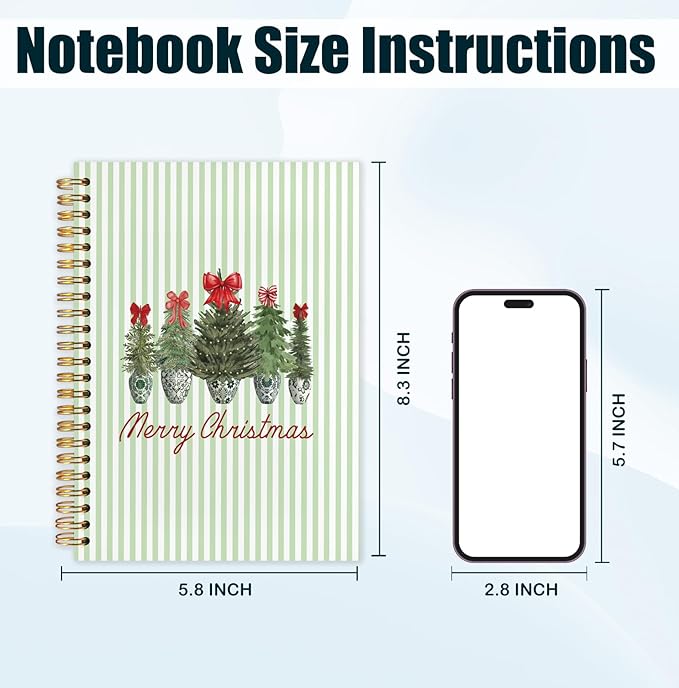 Coquette Red Bow Chinoiserie Christmas Tree Spiral Notebook, Grandmillennial Christmas Journal for School Office Supplies, Preppy Xmas Aesthetic Holiday Hardcover Journal 5.5x8.3 Inch