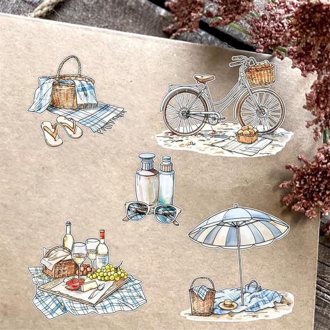 Summer Beach Umbrella Bicycle Stamps and Cutting Dies for Card Making DIY Transparent Silicone Clear Stamp and Metal Die Cuts Sets for Scrapbooking Paper Greeting Cards Decor Seals Craft Supplies