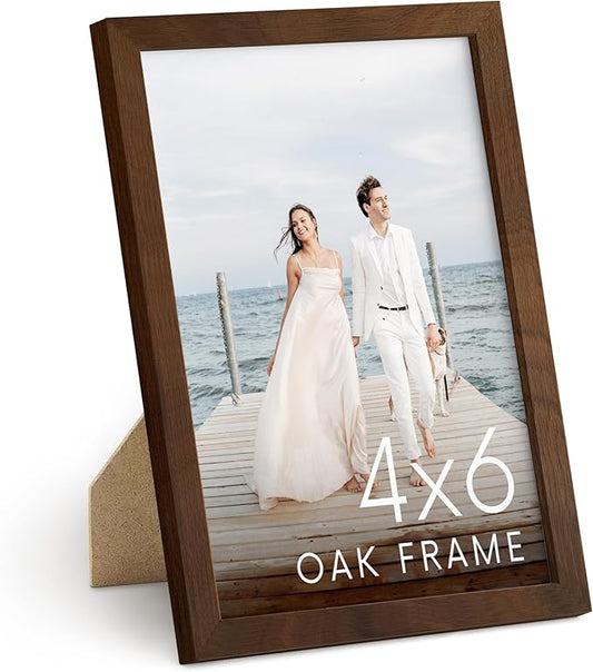 HAUS AND HUES 4x6 Walnut Oak Frame - Wooden Poster Display, Rustic Natural Design