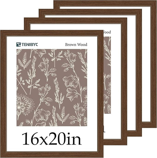 Picture Frame 4 Pack - Solid Wood Poster Photo Frame - Woodgrain Series - Room, Office, Gallery, Studio Display - Wall Hanging