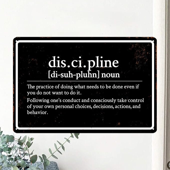 Discipline Poster Gym Sign Workout Posters for Home Gym Motivational Metal Wall Art Decor Funny Fitness Tin Signs Inspirational Posters for Garage Room Accessories 8x12 Inch