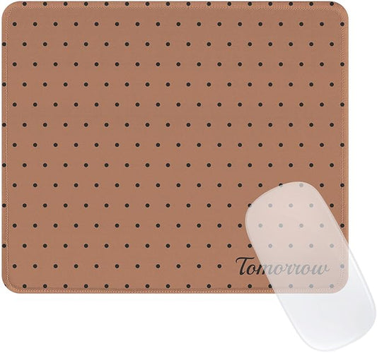 Cute Fashion Polka Dot Mouse Pad, Waterproof Aesthetics Dots Mouse Mat Design,Non-Slip Rubber Base Computer Simple Funny Mousepad,Wave Point Small Mouse Pad Desk Accessories,Brown