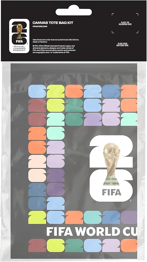 FIFA World Cup DIY Canvas Tote Bag Kit – Soccer Fan Fabric Craft Project – Includes 24" x 43" Printed Canvas Panel & Instructions – Create a 16" x 15" Reusable Tote for Everyday Use or Gifts
