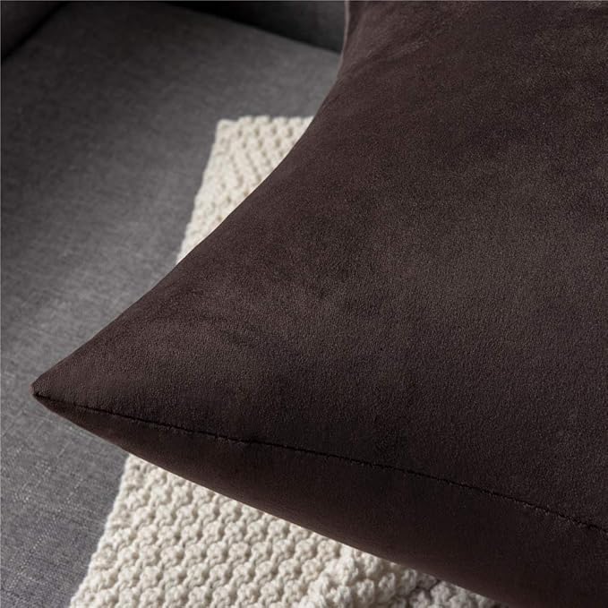 Decorative Pillow Cases 16x16 Chocolate Brown: 2 Pack Cozy Soft polyester Square Throw Pillow Covers for Farmhouse Home Decor