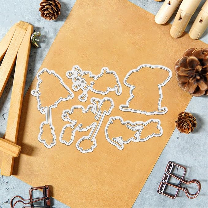 Mouse Daisy Flower Stamps and Cutting Dies for Card Making DIY Transparent Silicone Clear Stamp and Metal Die Cuts Sets for Scrapbooking Paper Greeting Cards Decor Seals Craft Supplies