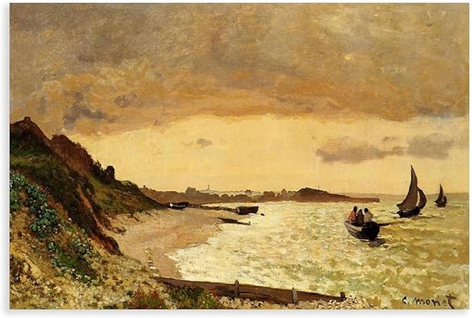 CFIOZYOS 40+ Monet Famous Print Posters The Coast at Sainte-Adresse by Claude Monet Impressionism Canvas Wall Art Print Poster For Home School Office Decor Unframe 16×24inch(40×60cm)
