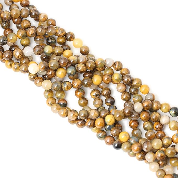45PCS 8mm Natural Golden Pietersite Gemstone Round Loose Beads Stone Beads for Jewelry Making DIY Findings 1 Strand 15"