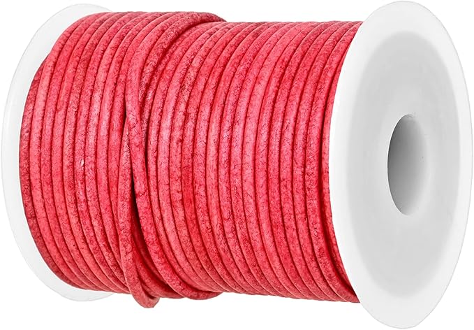 GENIQUE Real/Genuine Round Leather String Cord for Necklace, Bracelets, Jewelry, Kumihimo Braiding, DIY Projects (20 Metres) (2mm, Cyclaman Distressed)