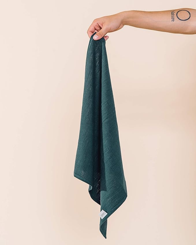 Caldo Linen Dinner Napkins - Rustic- Soft and Durable Cloth - Washable and Reusable- 4 Pack - 20x20 inch (Spruce)