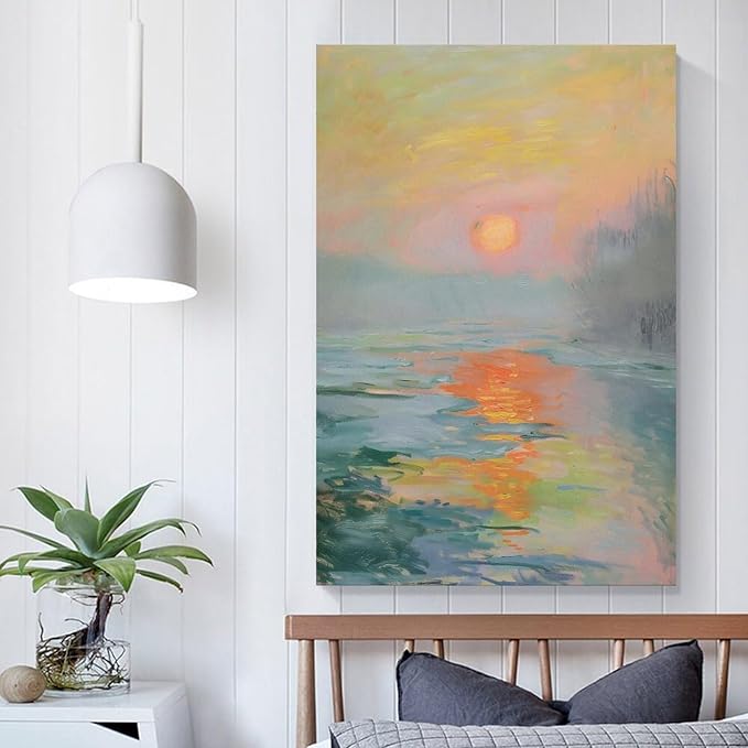 Vintage Canvas Wall Art Monet Impressionist Oil Painting Print Sunrise Living Room Decor_upscayl_4x_realesrgan-x4plus Canvas Poster Wall Art Picture Prints Hanging Photo Gift Idea Decor Home Posters A