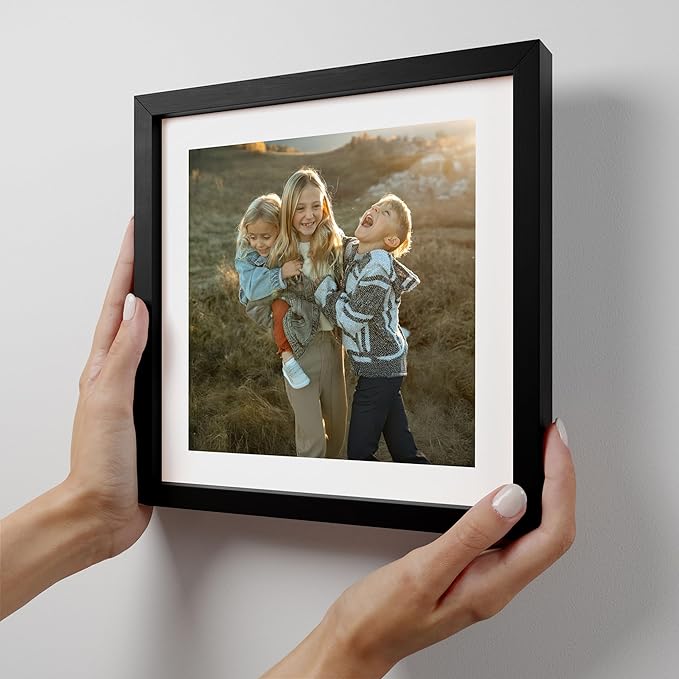 Mixtiles Official - Custom Photo Tiles - Magnetic Wall Frames - Adhesive Sticker, no Nails - Personalized Printed Photos - Various Sizes and Frames - 8x8-1-Tile - Border Black