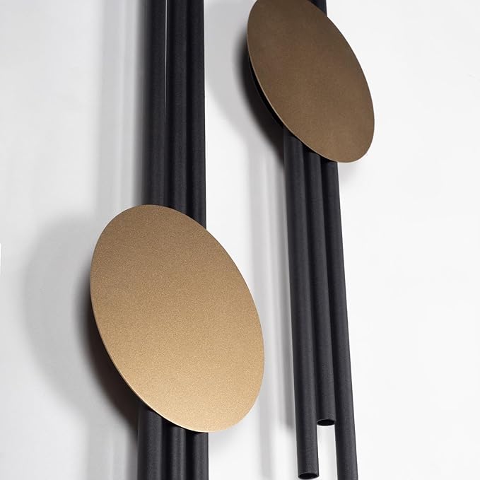 ARTEPERA Antique Lines Metal Wall Art Set of 2 - Modern & Unique Wall Decor, Metal Wall Sculpture for Living Room, Bedroom, Office - Vertical Geometric Wall Decor (Black - Gold, 23.5" x 6.7")