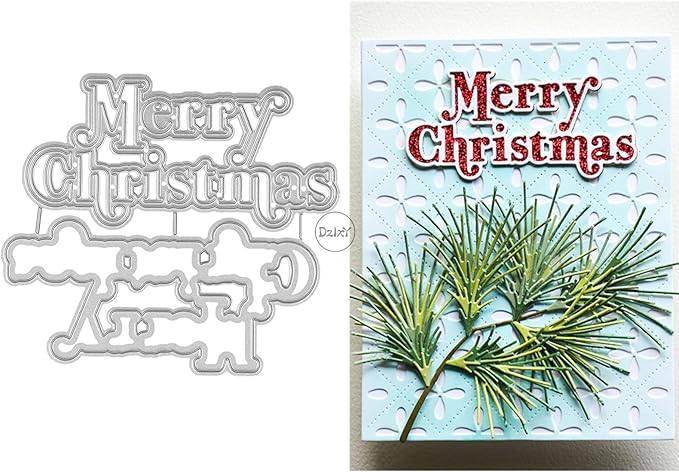 DzIxY Shadow English Words Merry Christmas Metal Cutting Dies for Card Making Kit Embossing Paper Die Cuts Set Scrapbook Stencils Supplies Machine Templates