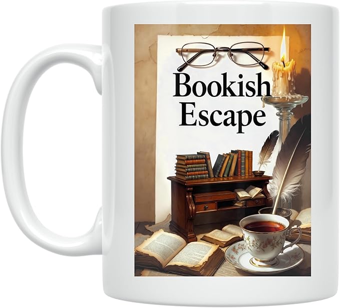 Bookish Escape - Book Lover - 11 oz White Ceramic Coffee Mug - Cozy Aesthetic