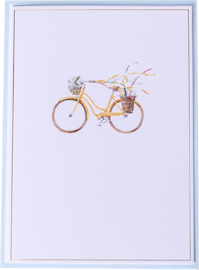 Graphique Watercolor Bike Cards | Pack of 16 Cards with Envelopes | Blank Inside | All Occasion Greetings | Glitter and Gold Foil Accents | Family and Friends | Boxed Set | 3.25" x 4.75"