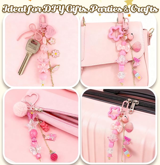 Ecoofor 249 Pcs Keychain Making Kit for Kids & Adults – Includes 15 Keychain Clips, 16.4 Feet Chains, 100 Charms, Beading Accessories, Jewelry Pliers – DIY Bag Charms & Jewelry Craft Kit Supplies