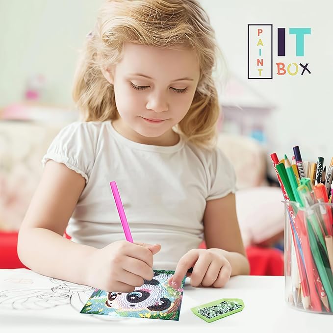 Acelii 6 Pack 5D Cow Diamond Painting Kits for Kids Beginners,Cute Animals DIY Diamond Art Kit for Kids,Full Round Drill Big Gem Art for Kid,Home Wall Decoration 6X6 inch