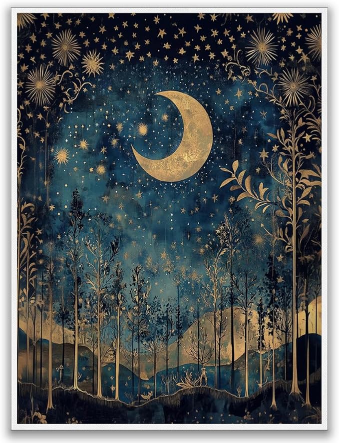 William Morris Moon & Stars Wall Art,William Morris Exhibition Print,William Morris Poster,Vintage Wall Art,Textiles Art,Vintage Poster for Home Office Bedroom Living Room 8x12in Unframed poster