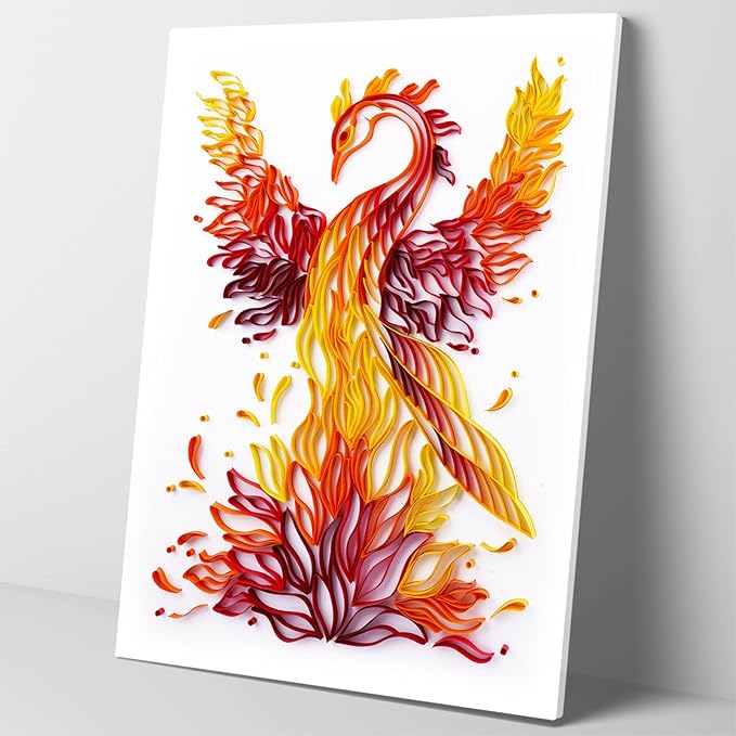 Uniquilling Quilling Kit, Paper Quilling Kits, 16 * 20-in Phoenix Paper Filigree Kits with Quilling Tools& Using Manual, DIY Quilling Artwork Modern Wall Art for Living Room