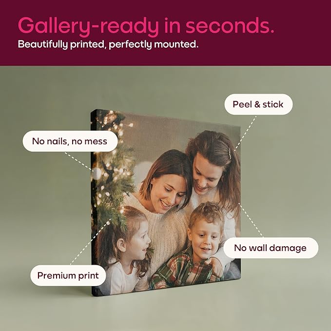 Mixtiles Custom Canvas With Your Photos – No-Nails, Magnetic Hanging System - Wall Frames, Personalized Prints, Perfect Home Decor Gift – 8×11 Single Tile