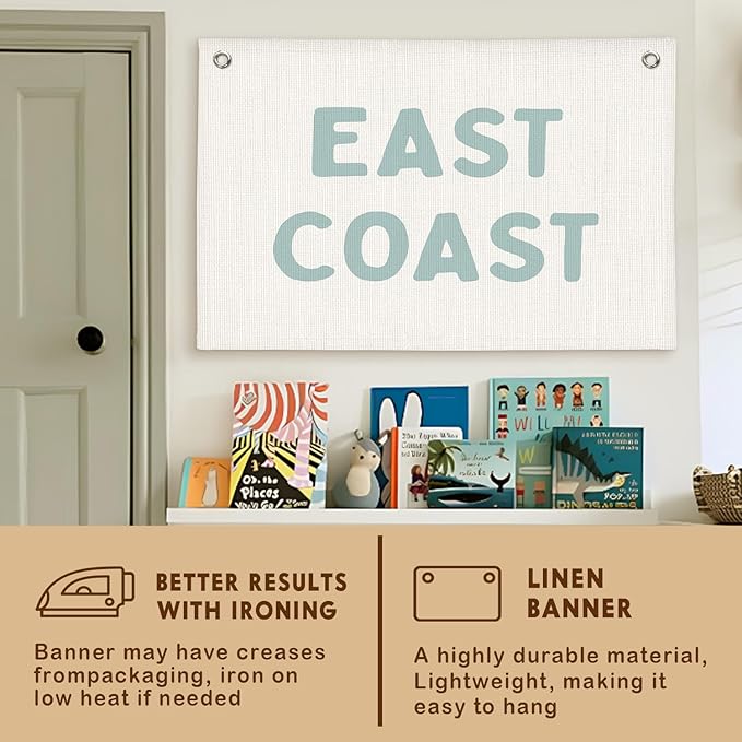 Lacama Coastal Granddaughter Room Decor,East Coast Banner, Coastal Cowgirl Wall Art Blue Aesthetic Trendy Wall Art Dorm Decor For College Girls Canvas Banner 30x20 Inch