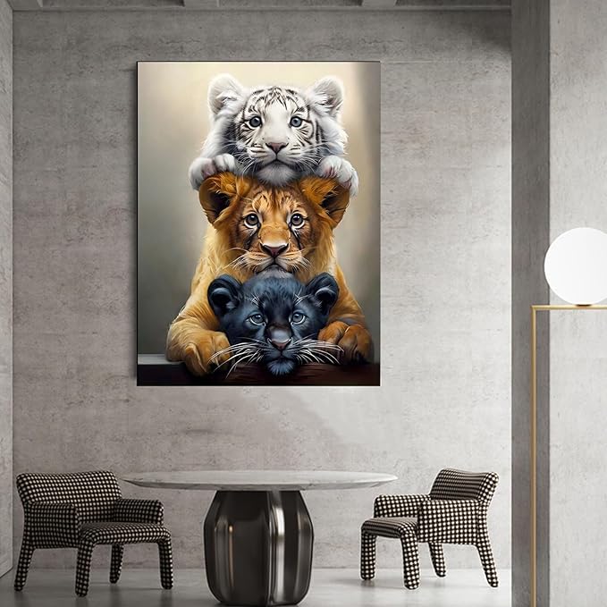 GXGLLPZBY DIY Tiger Animal Diamond Painting Kits, 5D Diamond Art for Beginners Adults, Round Full Drill Diamond dot Art Kits,Gem Art for Adults Home Wall Decor 11.8x15.8in