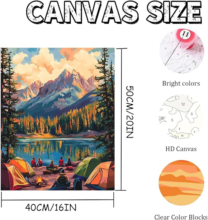 Paint by Numbers for Adults Beginner, Mountain Lake at Sunset Landscape Adult Paint by Number Kits on Canvas, DIY Acrylic Oil Easy Painting by Numbers for Home Wall Decor 16X20 inch (Without Frame)