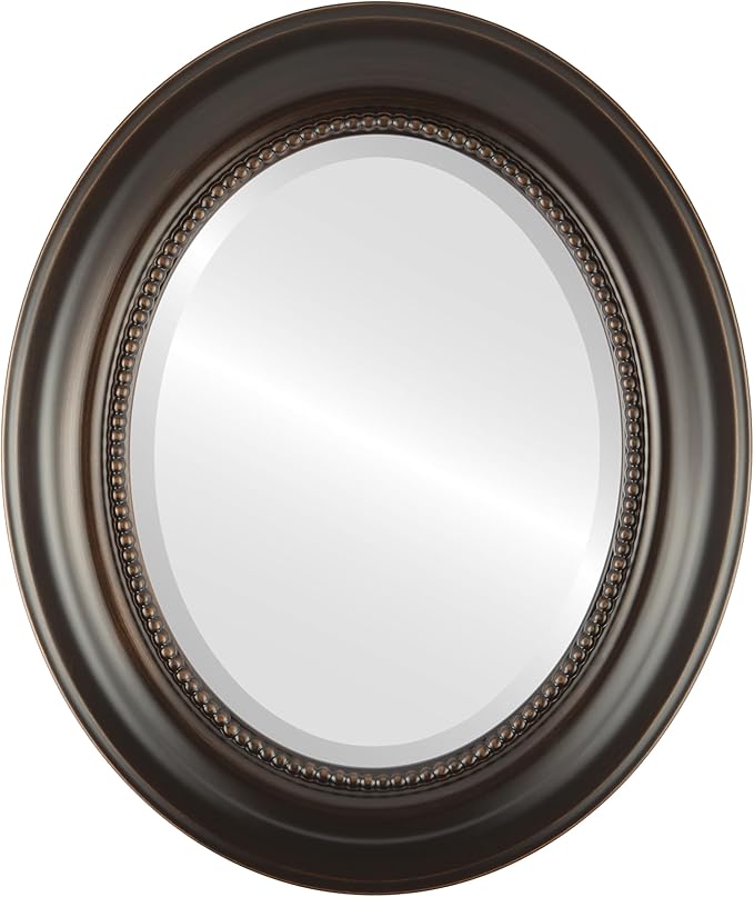 OVALCREST Oval Beveled Wall Mirror for Home Decor - Heritage Style - Rubbed Bronze - 29x35 Outside Dimensions