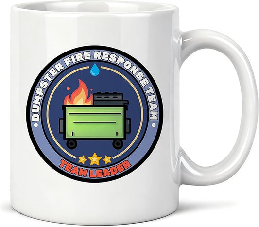Funny Dumpster Fire Mug 11 oz, Team Leader Gifts for Employees Coffee Cups Ceramic, Funny Sarcastic Gifts for Coworkers Ceramic Mug for Coffee Tea Hot Cocoa Home Office Work