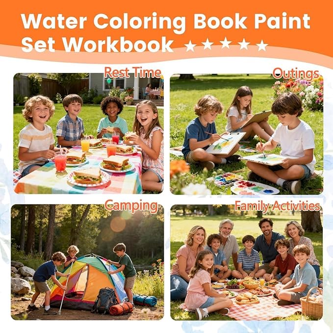 Beginner-Friendly Watercolor Workbook,12 Colors Watercolor Paint Set with Paint Brush,Art Crafts Painting Supplies,Beginner-Friendly Watercolor Painting Kit（Autumn）