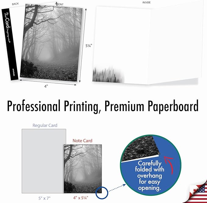 The Best Card Company - 20 All Occasion Blank Greeting Cards (4 x 5.12 Inch) - Monocolor Photos (10 Designs, 2 Each) - Misty Woods AM7167OCB-B2x10