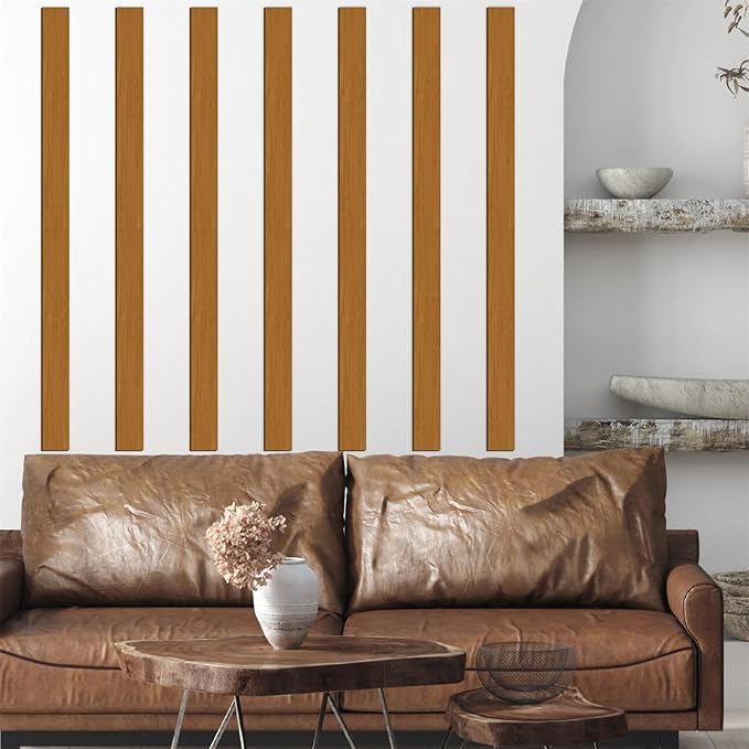 14 Pcs Large Rustic Wooden Wall Decor Striped Art Decoration Geometric Line Art Decal for Living Room Bedroom Mid Century Modern Decor Accent Murals for Office Farmhouse Home Indoor Decor 16.5"x2.0"
