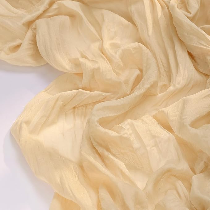 Socomi 3pcs Gold Champagne Cheesecloth Table Runner Valentine's Day Boho Rustic Gauze 120 inch 10FT Cheese Cloth Runner for Wedding Party Baby Shower Birthday Home Decor Holiday Decorations