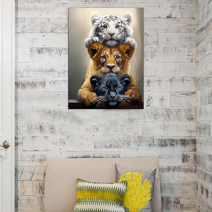 GXGLLPZBY DIY Tiger Animal Diamond Painting Kits, 5D Diamond Art for Beginners Adults, Round Full Drill Diamond dot Art Kits,Gem Art for Adults Home Wall Decor 11.8x15.8in