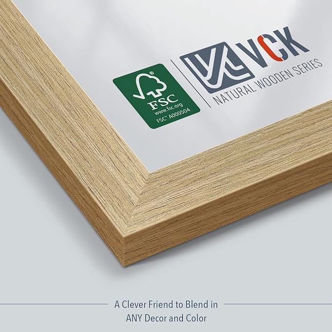 VCK 20x28 Poster Frame Set of 3 - Oak, Natural Solid Wood Picture Frames, Wall Hanging