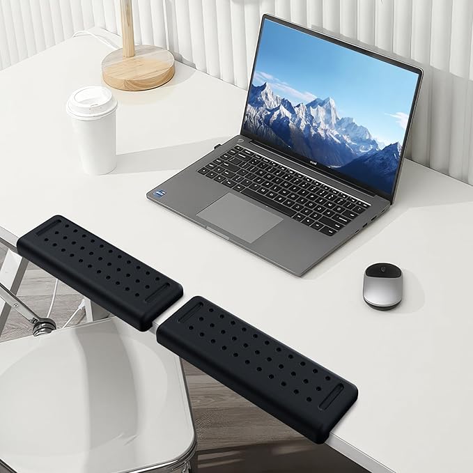 Arm Rest for Desk 2-Pack, L-Shaped Desk Elbow Pad with Non-Slip Silicone Base, Memory Foam PU Leather Desk Edge Cushion, Ergonomic Elbow Rest for Office/Computer Gamers