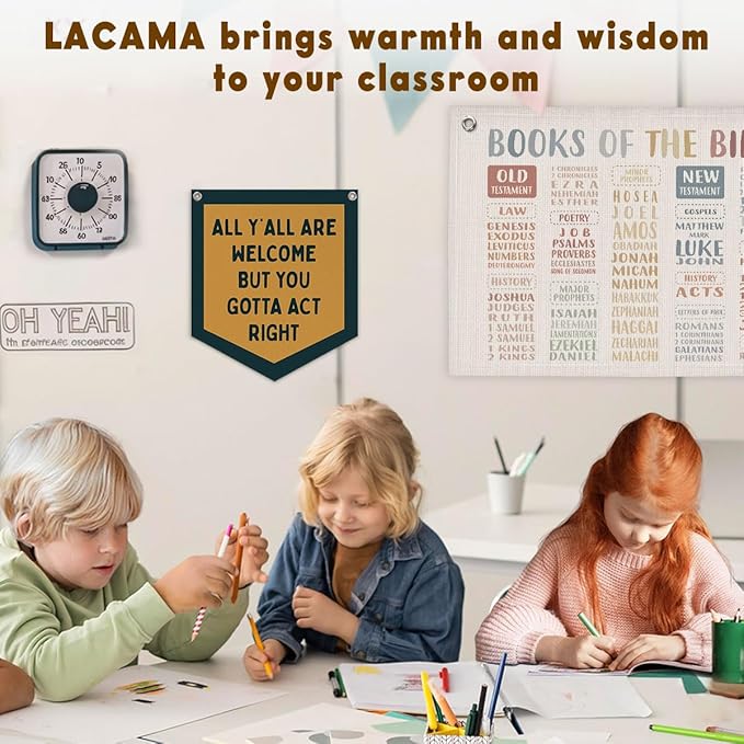 Lacama Retro Classroom Wall College Dorm Decor, All Y'all Are Welcome But You Gotta Act Right Banner, Retro Wall Hanging Banner Pennant Flag for Bedroom Kids Room Playroom Decor