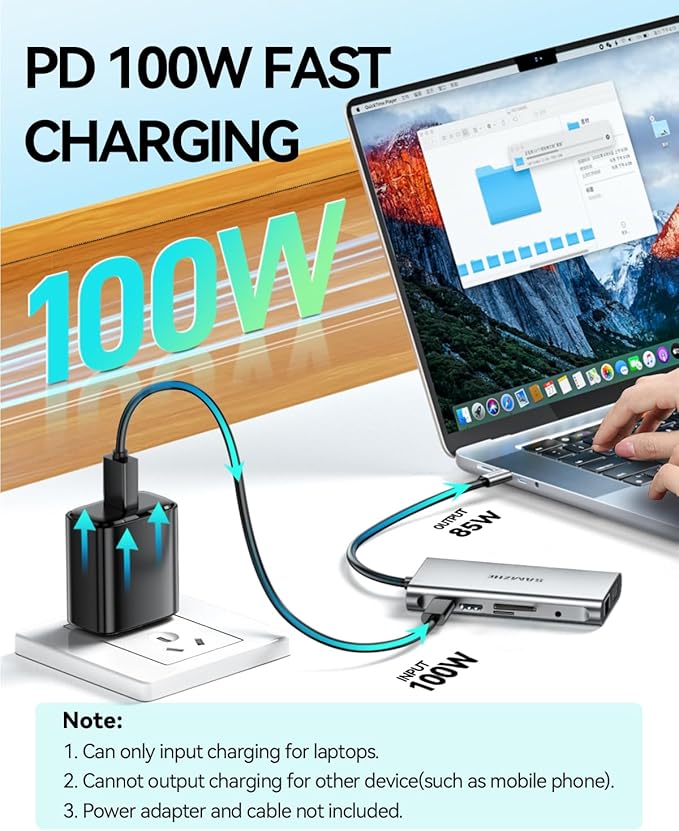 10-in-1 USB C Hub Multiport Adapter, USB C Docking Station with 4K HDMI, VGA 1080P, 100W PD, Ethernet, SD/TF, Audio, USB 3.0 Port, Laptop Dock for MacBook Pro/Air, iPad, Windows