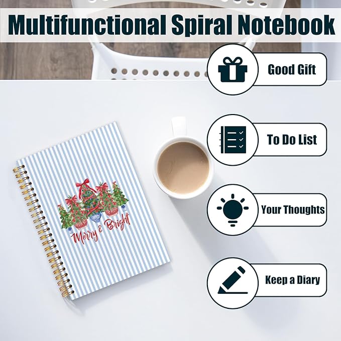 Chinoiserie Christmas Spiral Notebook, Coquette Red Bow Grandmillennial Christmas Journal for School Office Supplies, Preppy Xmas Aesthetic Holiday Hardcover Journal 5.5x8.3 Inch