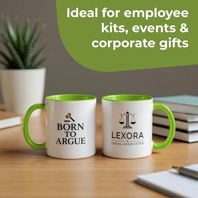 Personalized Mug, Custom Ceramic Mug with Photo and Text, 11oz, Pack of 50, Glossy Coffee Cup, Perfect for Christmas, Secret Santa or as Holiday Gift for Family or Friends, White/Green
