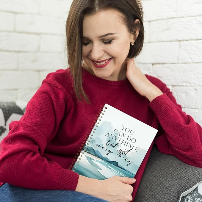 Seaside Inspirational Spiral Notebooks, Motivational Quote Journal, Positive Journals for Writing, You Can Do Anything But Not Everything Notebook for Note Taking, 5.5x8.3 Inch
