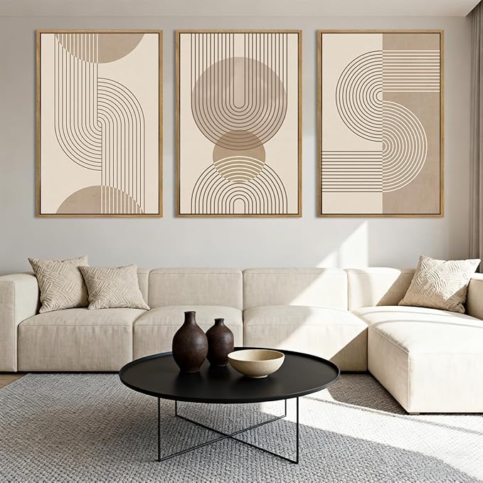 Anyzal Neutral Boho Wall Art Minimalist Abstract Line Artwork for Living Room Bedroom Office 16x24 Inch Set of 3