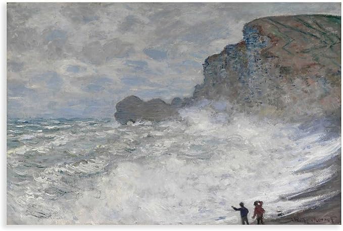 40+ Monet Famous Print Posters Rough Weather at Étretat by Claude Monet Impressionism Canvas Art Poster And Wall Art Picture Print Modern Family Bedroom Decor Posters Unframe 12×18inch(30×45cm)