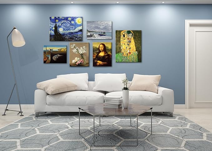 Starry Night, Vincent Van Gogh Canvas Wall art, Classic Paintings Framed Pictures Poster, Abstract Artwork Prints for Home Decor 16"x24"