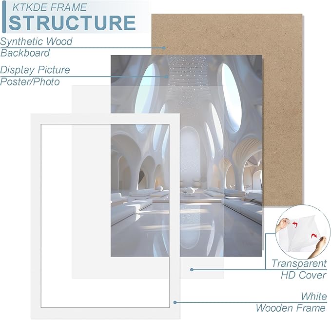 KTKDE 8.5x11 Picture Frame set of 3, Certificate Document Frame Diploma Frames White, Poster and Photo for Wall Hanging or Tabletop with Shatter Resistant Plexiglass Home Decor best gift
