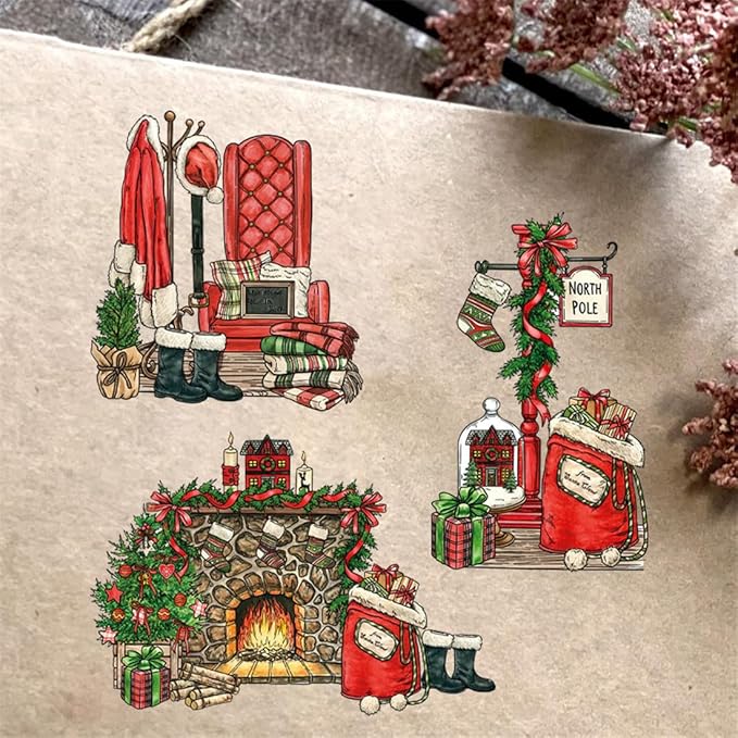 Christmas Tree Sofa Fireplace Stamps and Cutting Dies for Card Making DIY Transparent Silicone Clear Stamp and Metal Die Cuts Sets for Scrapbooking Paper Greeting Cards Decor Seals Craft Supplies