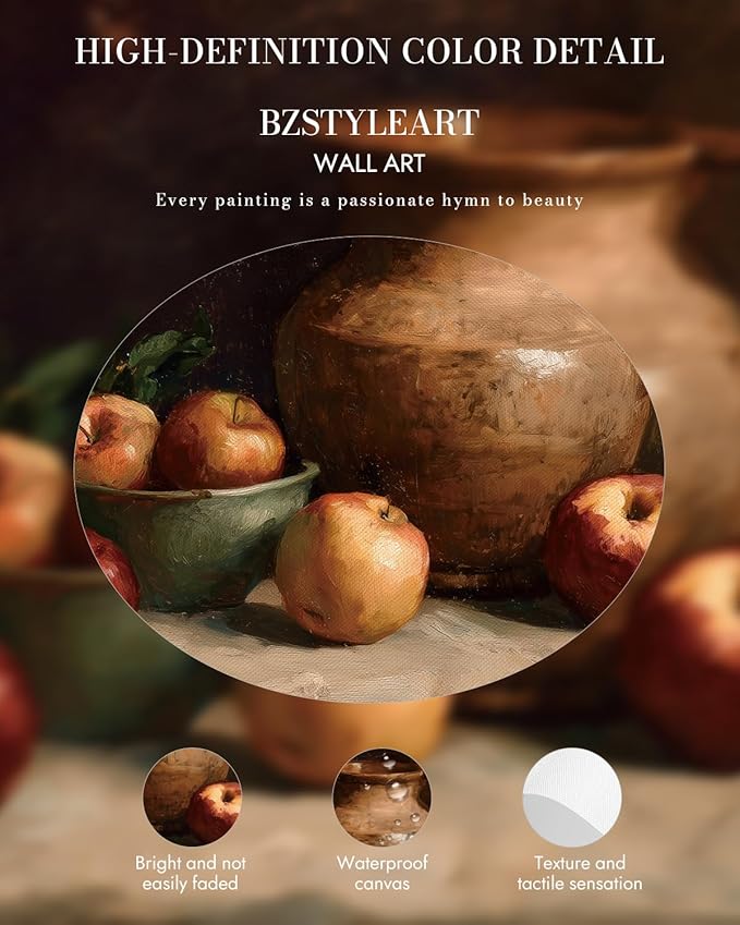 Bzstyleart Vintage Wall Art Decor,Gold Framed Wall Art 12 x 16 Inch Rest Still Life for Office,Vintage Gold Framed Wall Art,Canvas Picture Print Painting for Bedroom Living Bathroom,Halloween Gifts
