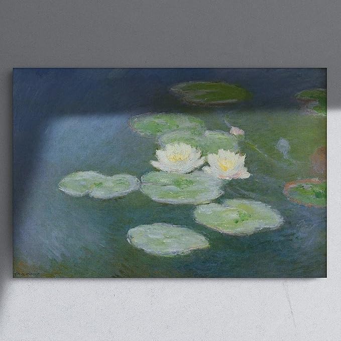 40+ Monet Famous Print Posters Water Lilies, Evening Effect by Claude Monet Impressionism Canvas Posters Print Wall Art Bedroom Office Room Decor Gift Unframe 24×36inch(60×90cm)