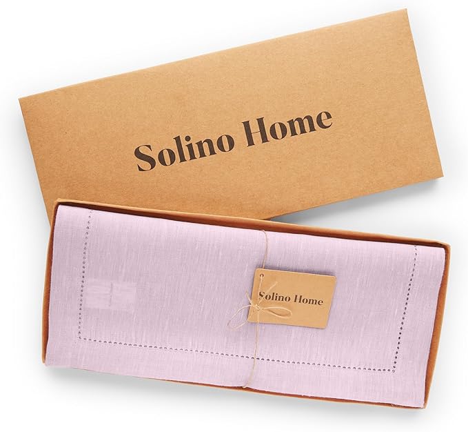 Solino Home Linen Table Runner 90 Inches Long - 100% Pure Linen Bubblegum Pink Table Runner 14 x 90 Inch for Valentines, Spring, Easter - Milan Hemstitch