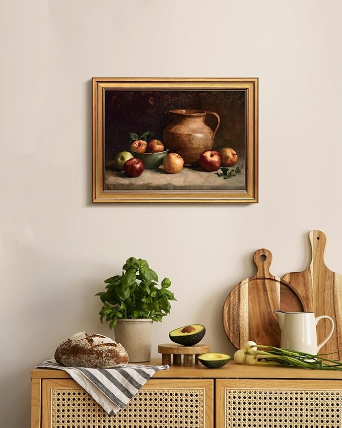 Bzstyleart Vintage Wall Art Decor,Gold Framed Wall Art 12 x 16 Inch Rest Still Life for Office,Vintage Gold Framed Wall Art,Canvas Picture Print Painting for Bedroom Living Bathroom,Halloween Gifts